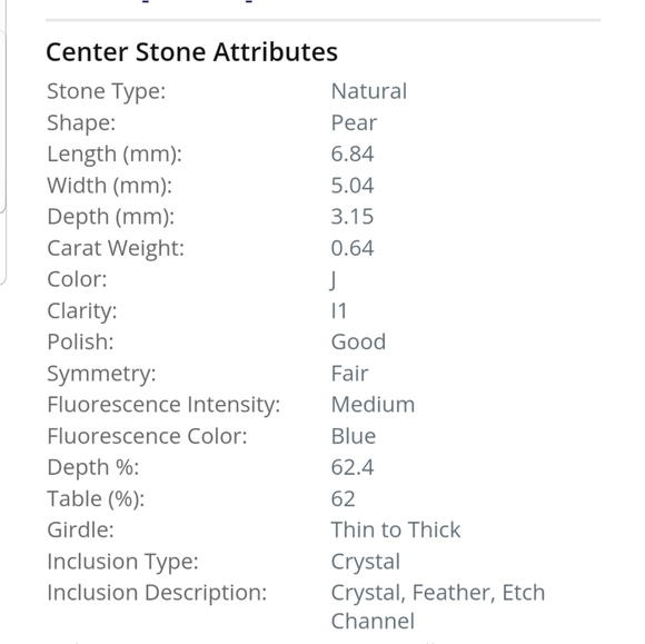 14k White Gold Diamond Pear Engagement Ring - Picture 5 of 7